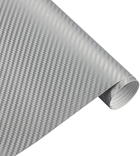 Tuokay, 152 x 30 cm Autoaufkleber, Auto Carbon Folie Aufkleber, Autofolie für Motorrad, Laptops, Handys, PC-Gehäusen, Klebefolie Möbel (Silbrig)