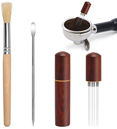 WDT Tool 0.4mm Espresso Kaffee Nadel?Distributor, Edelstahl WDT Werkzeug Espresso Verteilerwerkzeug mit 6 Feinen Nadeln, Espresso Kaffeer¨¹hrer mit Zubeh?r