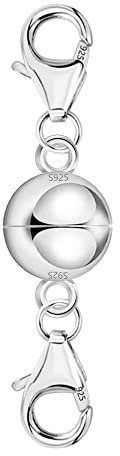 ALEXCRAFT Magnetic Necklace Clasps and Closures, 925 Sterling Silver Magnetic Clasp 14K White Gold Plated Converter Closures Ball Connector Clasps for Bracelet Anklet Neckalce DIY Jewelry Making