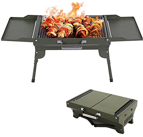 BBQ Campinggrill, Grill Edelstahl Holzkohle, Klappgrill Outdoor BBQ Grills, Holzkohlegrills Tragbarer,Outdoor Picknickgrill für Reisen, Kochen im Freien und BBQ, Camping Grill Picknick