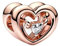Lkwidi Donna Ciondolo- Cuore radiante dell'oro rosa & pietra galleggiante Argento 925 Colgantes con Zirconia cubica per Charm Bracciale