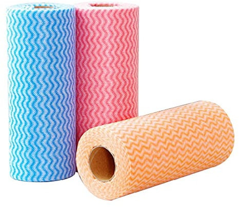 FUZYXIH Lot de 50 torchons jetables pour la cuisine - Réutilisables - Multi-usages - 50 feuilles par rouleau - Serviettes de nettoyage jetables pour la cuisine