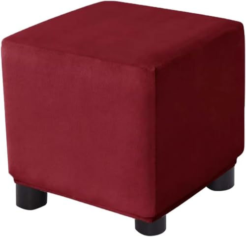 Ottomane Schonbezug Hockerbezug, 40x40/50x50/60x60 Hocker Husse für Fußhocker Quadratisch/Rechteckig, Stretch Bezug Ottomane Abdeckung Überzug Hocker Protector Waschbar Hockerabdeckung (Color : #25,