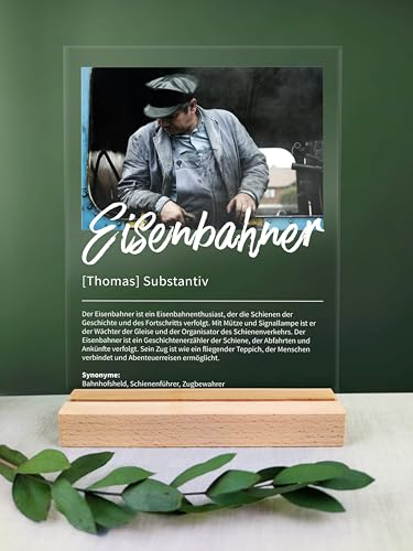 Eisenbahner Geschenk personalisiert - Acryl Geschenk - Definition: Eisenbahner - Eisenbahner Geschenke, Eisenbahner Deko, Geschenk für Eisenbahner, Geschenke Eisenbahner, Lokführer