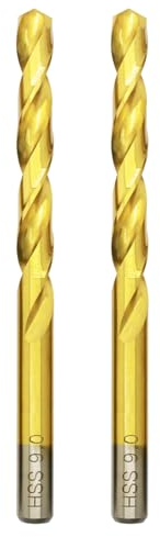 Broca HSS de titanio 9.0mm x 125mm x 2pcs Helicoidales para Metal, Acero Inoxidable, Madera, Plástico y Hierro