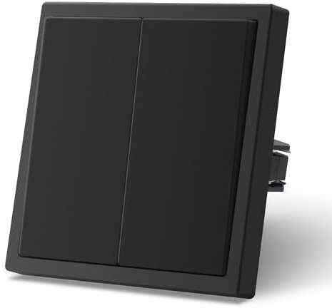 MVAVA Interrupteur encastré 2 compartiment 1 voies Interrupteur mural 80mm*80mm Noir