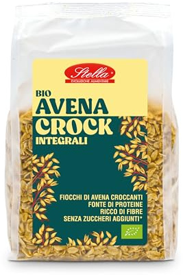 Avena Crock Integrali Stella - Fiocchi di Avena Croccanti Bio | Family Pack 6 x 300g | Senza Zuccheri Aggiunti | Fonte di Proteine | Ricco di Fibre