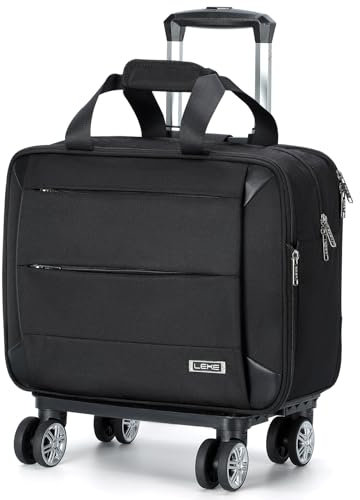 Lekespring Borsa per Laptop con 4 Ruote, Borsa Pilotina Trolley Porta PC, Notebook 15,6, Impermeabile Travel Valigia Trolley per Ufficio Lavoro Viaggi, Uomo Donna, Nero
