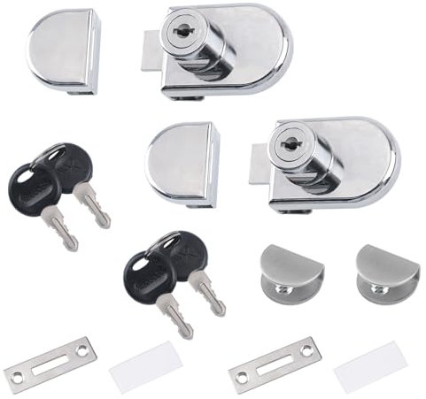 INCREWAY Vitrinenschlösser, Zinklegierung, quadratische Spiegeloberfläche, Möbelbeschläge, Einzeltürschlösser mit Schlüsseln für 5–8 mm Glastüren, 2 Stück