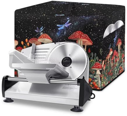 Drnuikhe Dragonfly Mushroom Pattern Food Slicer Cover Home Kitchen Electric Appliance Cover Durable Cheese Bread Meat Slicer Sleeve with Side Pocket and Top Handle