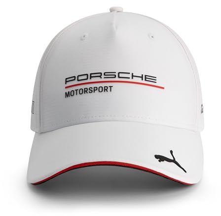 PUMA Porsche Motorsport Curved Brim Team Cap | Cat on the peak, Motorsport and sponsor logos throughout, 5 panel baseball cap, HD print Motorsport team logo