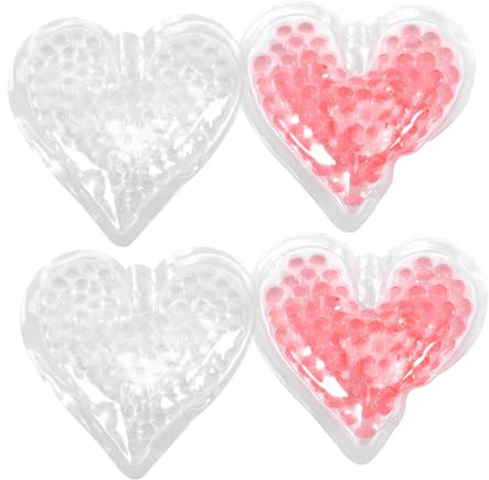 minkissy 4pcs Heart Shaped Gel Ice Packs for Injuries Reusable Cold Heating Bag Gel for Nursing