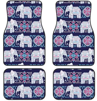 Lot de 4 tapis de sol pour voiture, SUV, camion, éléphant violet