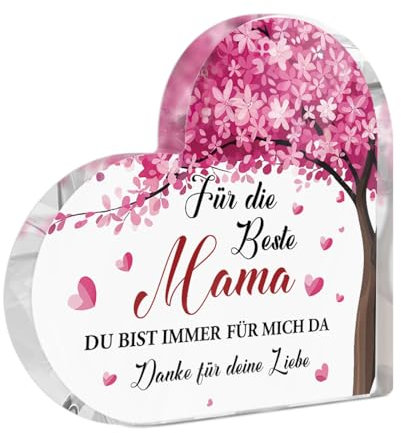 Putuo Decor Beste Mama Acryl Herz Deko – Liebevolle Tischdekoration mit Spruch, Geschenk für Mutter
