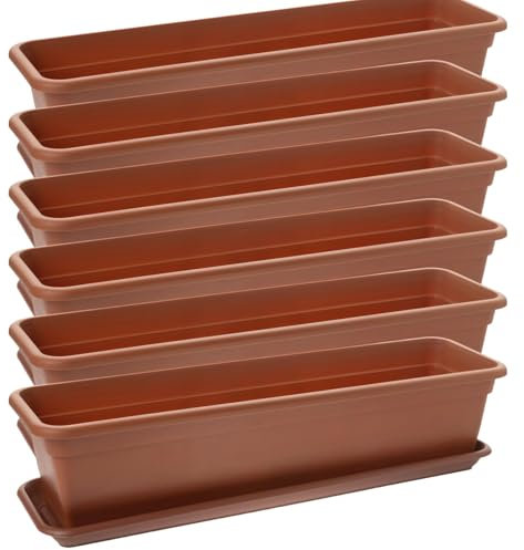 Centi Style méditerranéen : lot de 6 jardinières en terre cuite de 60 cm - Votre balcon à l'aspect Toscane !