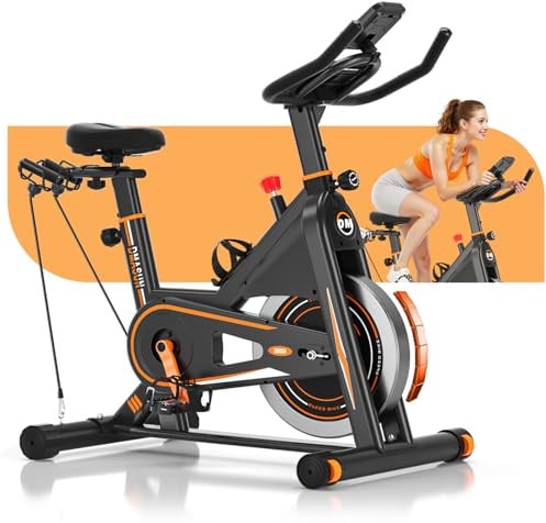 [2026 Aktualisiert] Heimtrainer Fahrrad, DMASUN Leiser Ergometer Hometrainer Fahrrad mit 0-100% Widerstand, Display& Tablet-Halterung, Kardio Training Indoor Cycling Bike mit bequemem Sitz, Bis 160KG