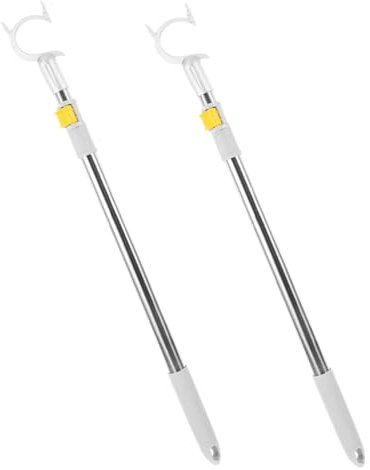 EXQUIMEUBLE 2piezas Barra Telescópica De Ropa Gancho Alcanzable Soporte para Colgar para Armarios y Estantes De Inoxidable