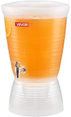 VEVOR Distributeur de Boissons Grande Capacité 10 L, Fontaine à Eau en Plastique, Distribution d’Eau Jus Limonade Thé Glacé, avec Robinet et Compartiment à Glace, pour Restaurants Cafés Hôtels
