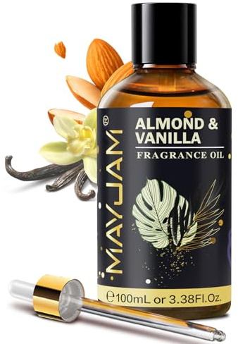 MAYJAM Fragrance Oil, 100ML Almond & Vanilla Aromatherapy Oil, with Glass Dropper, Diffuser Oil for Making Candle, Soap, Bath Bombs