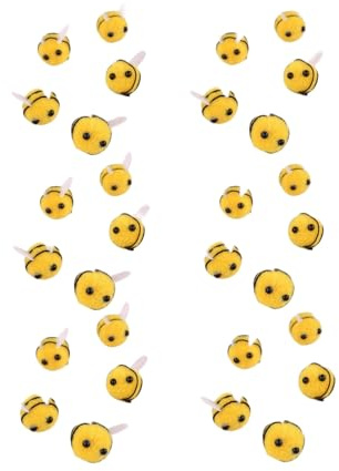 Filzbienen zum Basteln, niedliche Pompom-Bienen, kleine Filz-Bastelbälle, Mini-Figuren für Dekorationen, Bastelbedarf, 30 Stück