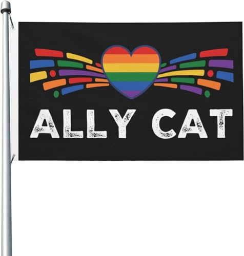 Chat Allié Lgbt Drapeaux Double Face Drapeau De Jardin Durable Bannières 90X150Cm Pour Extérieure Toutes Les Saisons Accessoires