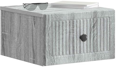 vidaXL Wandmontierter Nachttisch Graues Sonoma 33 x 34,5 x 20 cm, Vintage Stil Schrank, rechteckige Wandablage, große schwebende Regale, kompakter Wand-Schreibtisch
