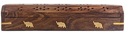 Coco Papaya Porte-encens avec Rangement/boîte en Bois Motif Éléphants