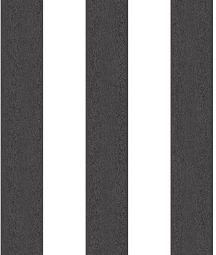 Galerie G67580 Smart Stripes 2, Wide Stripes Design Wallpaper, Black/White, 10m x 53cm