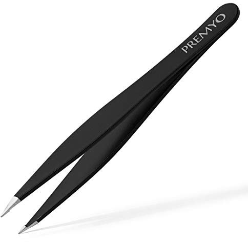 PREMYO Pinza Depilar con Puntas Precisas - Depilación para Cejas Pelos Encarnados Puntiaguda Fina Acero Inoxidable