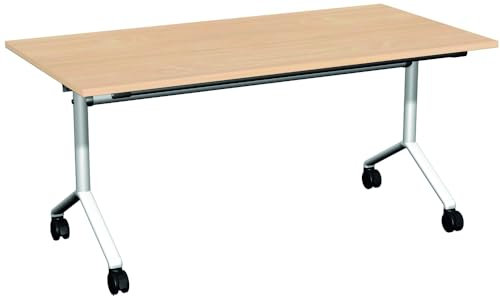 Geramöbel Konferenztisch Klapptisch, Gestell auf Rollen, 1600x800x720, Buche