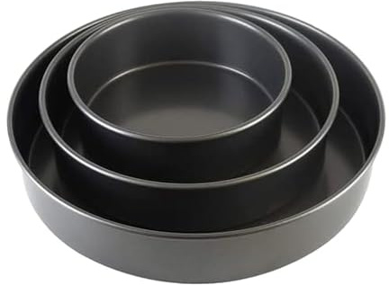 Chicago Metallic Professional 3-Piece Round Cake Pan Set - 6, 8, and 10 Inch Nonstick Carbon Steel Baking Pans, 2 Inches Deep, for Layered Celebration Cakes and Tiered Desserts