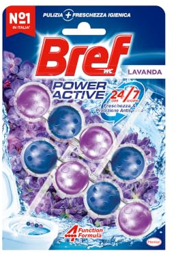Bref WC Power Activ Lavendel Lufterfrischer-Tabs für Badezimmer, sauber, frisch, 1 Packung mit 2 Stück
