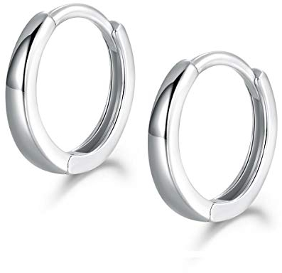 Shuxin Creolen Silber Ohrringe, 925 Sterling Silber Glänzend Creolen für Damen/Herren, Durchmesser 13mm Klein Schlafen Kreolen, Kommt in Schmuck Geschenk Box