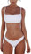 meioro Bikini Sets für Damen Push Up Tanga mit niedriger Taille Badeanzug Bikini Set Badebekleidung Beachwear (S,Weiß)