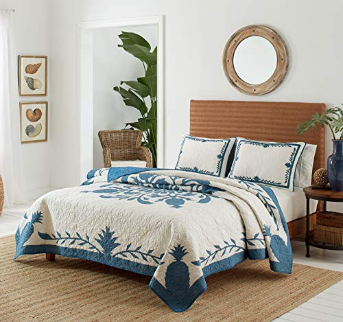 Tommy Bahama - Queen-Size-Bettdecke, leichte Baumwolle, vorgewaschen für zusätzliche Weichheit (Aloha Pineapple Blue, Queensize)