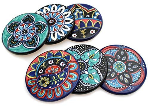 Gall&Zick Lot de 3 dessous de plat ronds en céramique résistant à la chaleur (Marmara 10 cm)