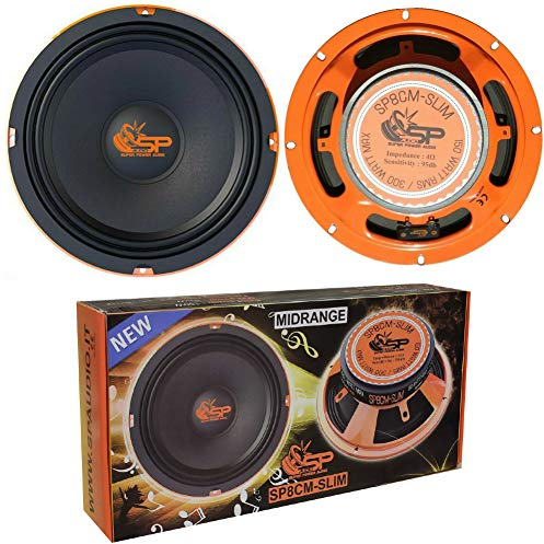 2 MIDRANGE SP AUDIO SP8CM-SLIM altoparlante diffusore 20,00 cm 200 mm 8 di diametro 150 watt rms 300 watt max impedenza 4 ohm 95 db spl auto, a coppia