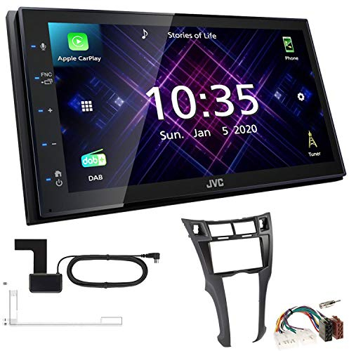 JVC KW-M565DBT 2-DIN Autoradio mit DAB Antenne passend für Toyota Yaris schwarz ohne OEM-Navi