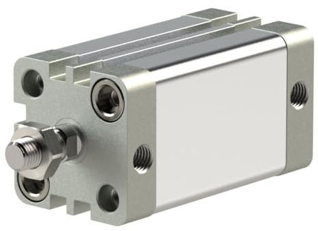 RIEGLER 15.DMA.25015 Serie ACE Kompaktzylinder, Doppeltwirkend mit Magnet, 25mm Kolben, 15mm Hub, M5 Anschluss, M8 x 1.25 Kolbenstangen