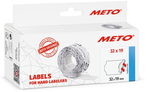 METO Preisauszeichner Etiketten 32 x 19 mm, weiß, permanent, 5.000 Stück | 2-zeilig, permanent haftend, weiß, passend für Meto, Jolly, Hutner, Sato, Avery, Contact, Tovel etc.