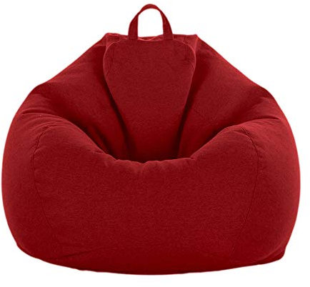 QIROG Extra Big 90 * 110cm Sitzsack deckt Ersatz bequemer Sitzsack, Keine Füllung-Weinrot