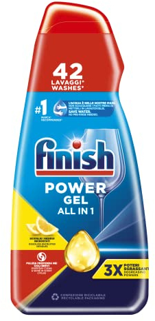 Finish Powergel - Gel nettoyant pour lave-vaisselle liquide, multifonction, citron, 42 lavages, 1100 g