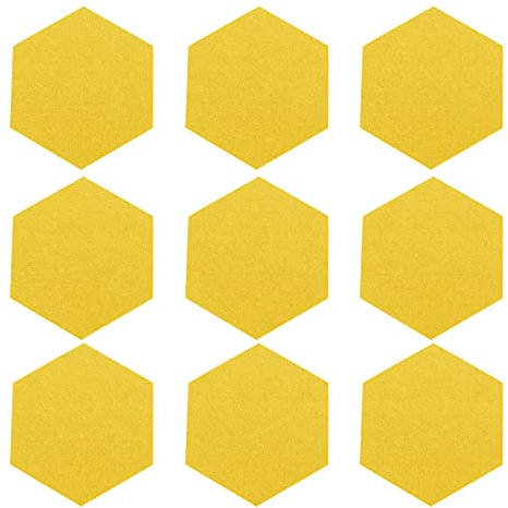 VALICLUD 12pcs Hexagon Felt Board Tiles Felt Pin Board Notice Memo Bulletin Boards Photo Message Display Board for Home Office Classroom Wall Decor Yellow