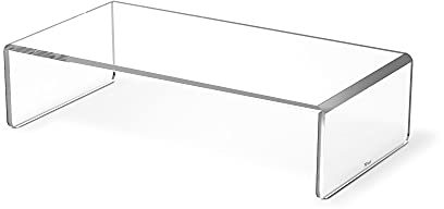 Trust Monta Support de Moniteur, Support Écran PC Acrylique 40 x 20 x 10 cm, Réhausseur d'Écran, Organisateur de Table pour Ordinateur Portable, PC, Mac - Transparent