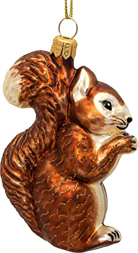 SIKORA BS728 Eichhörnchen Christbaumschmuck Glas Figur Weihnachtsbaum Anhänger - Premium Line