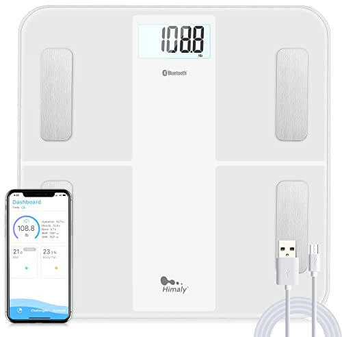 himaly Smart Body Fat Scale, Digital Body Weight Bathroom Scales, Weighing Scale Bluetooth-Compatible, Body Composition Monitor for Body Fat, BMI, Body Weight, Muscle Mass 180kg