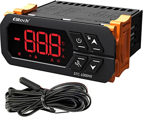 Elitech Controlador de Temperatura Digital Termostato AC 220V±10% Sensor de Temperatura Externo -50 ℃ ~ 120 ℃, STC-1000HX