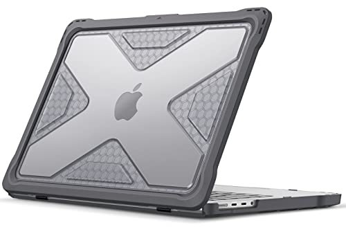 Fintie Hülle Kompatibel mit MacBook Pro 14 Zoll (2024-2021) A3112 A3401 A3185 A2992 A2918 A2779 A2442 M4 M3 M2 M1 Pro/Max, Ganzkörper-Rugged Hybrid Schutzhülle TPU Stoßstange Case, Grau (Klar)