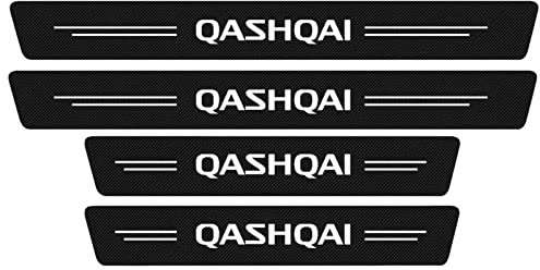 4Pcs Carbon Fibre Car Door Sill Protector for Nis-san Qashqai J10 J11 J12 2009-2021, Kick Plate Edge Protection Strip Outer Threshold Scuff Guard Pedal Trim Cover Auto Sticker Anti Scratch Accessories