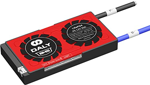DALY Smart BMS LiFePO4 4S 12V 30A Bluetooth Smart PCB Batterieschutzplatine Batteriemanagementsystem mit Ausgleichskabeln und drahtlosem Bluetooth-Modul für Lithium-Eisen-Phosphat